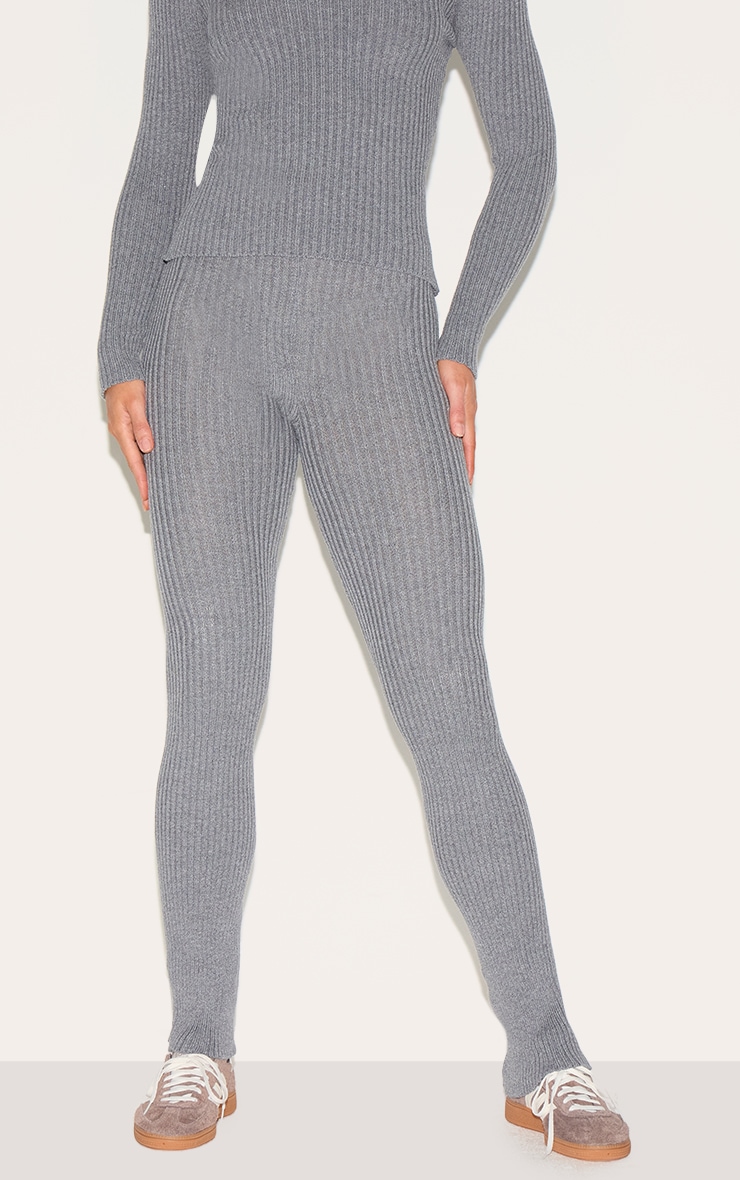 Tall Charcoal Rib Knit Leggings image 2