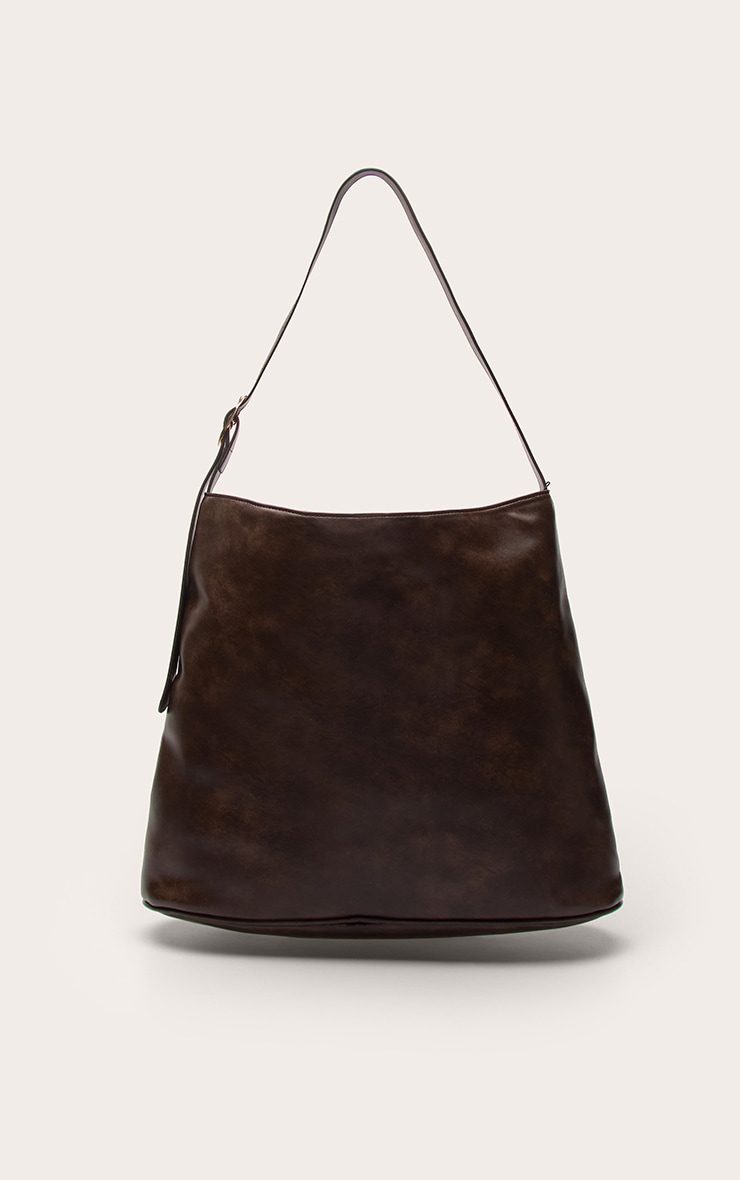 Brown Burnish PU Buckle Strap Tote Bag image 2