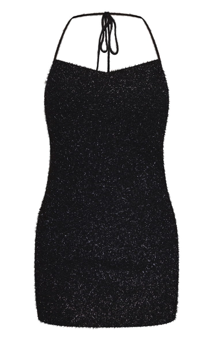 Black Tinsel Knit Mini Dress Knitwear PrettyLittleThing KSA