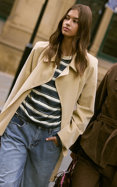 Buttercream Faux Suede Belted Jacket