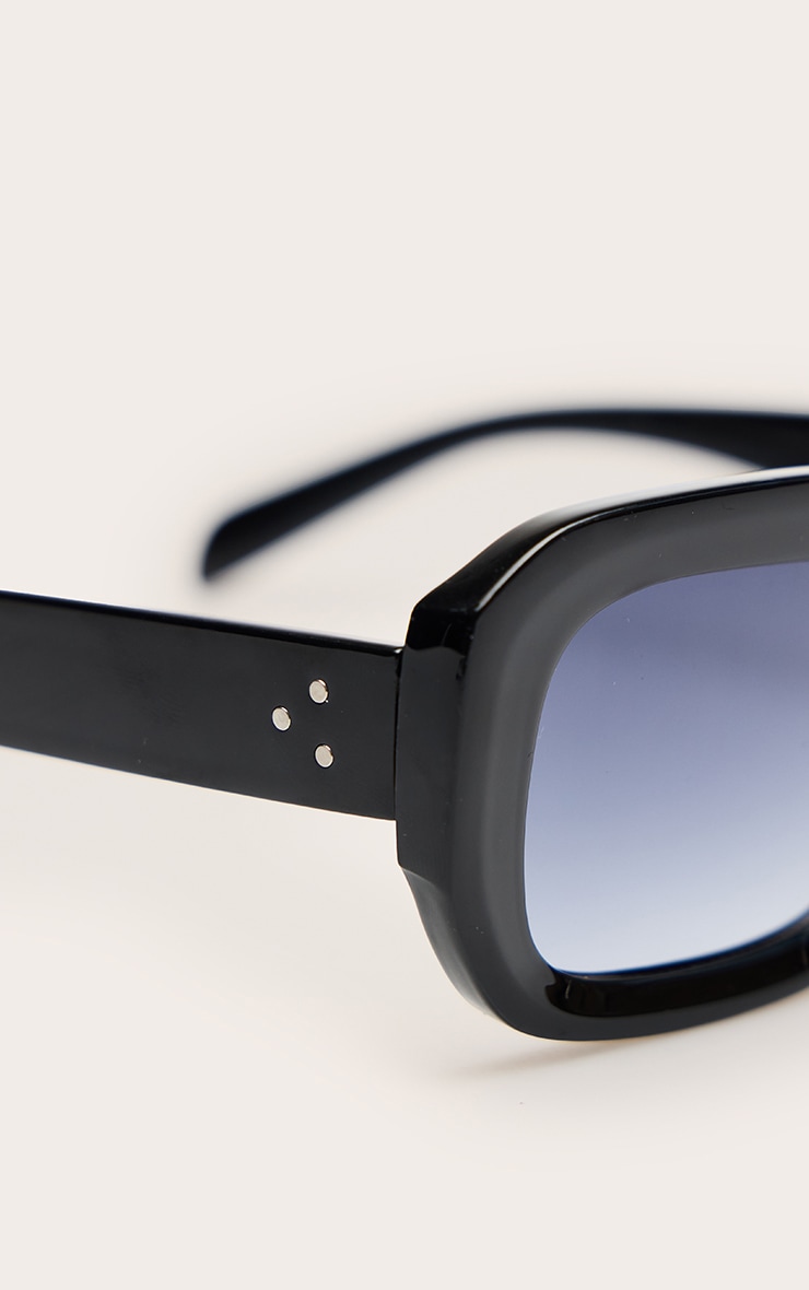 Black Chunky Curved Square Sunglasses image 4
