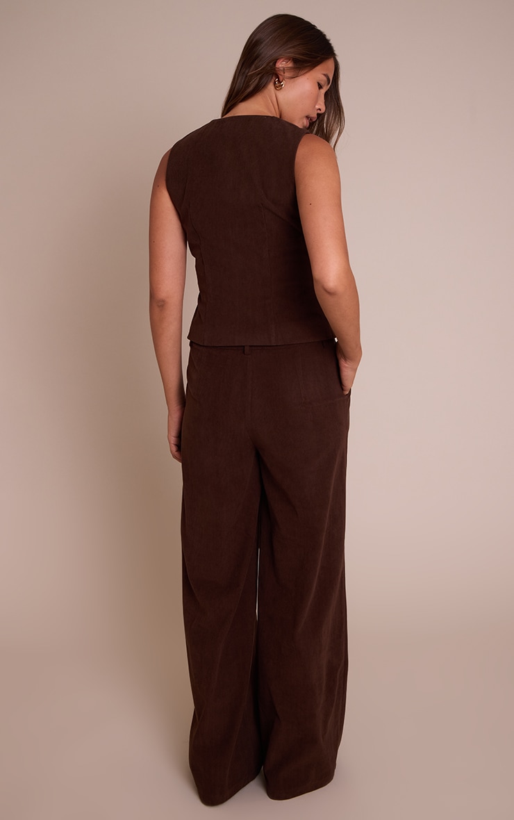 Dark Brown Corduroy Tailored Vest image 2