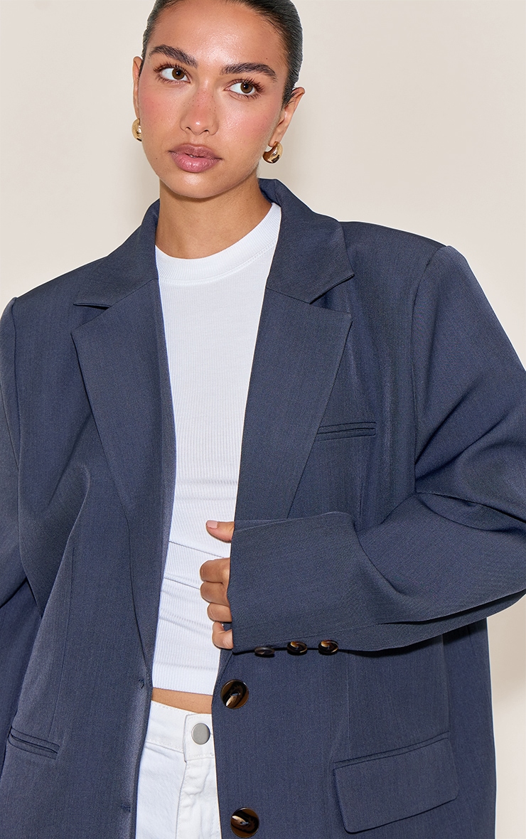 Steel Grey Super Boxy Sleeve Seam Detail Blazer image 1