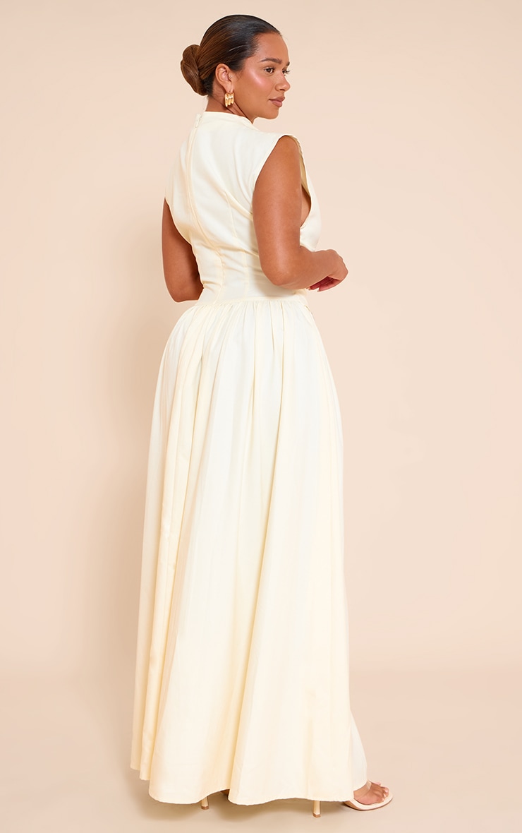 Shape Butter Cream Woven High Neck Corseted Maxi Shift Dress image 2