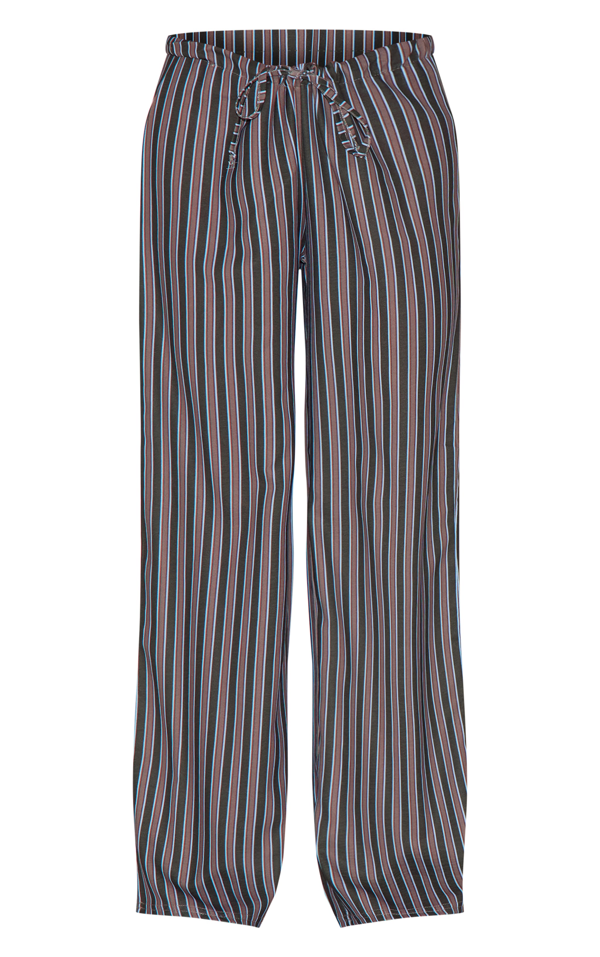 Pantalon large en coton bleu marine à rayures et bande fine sur la taille image 5