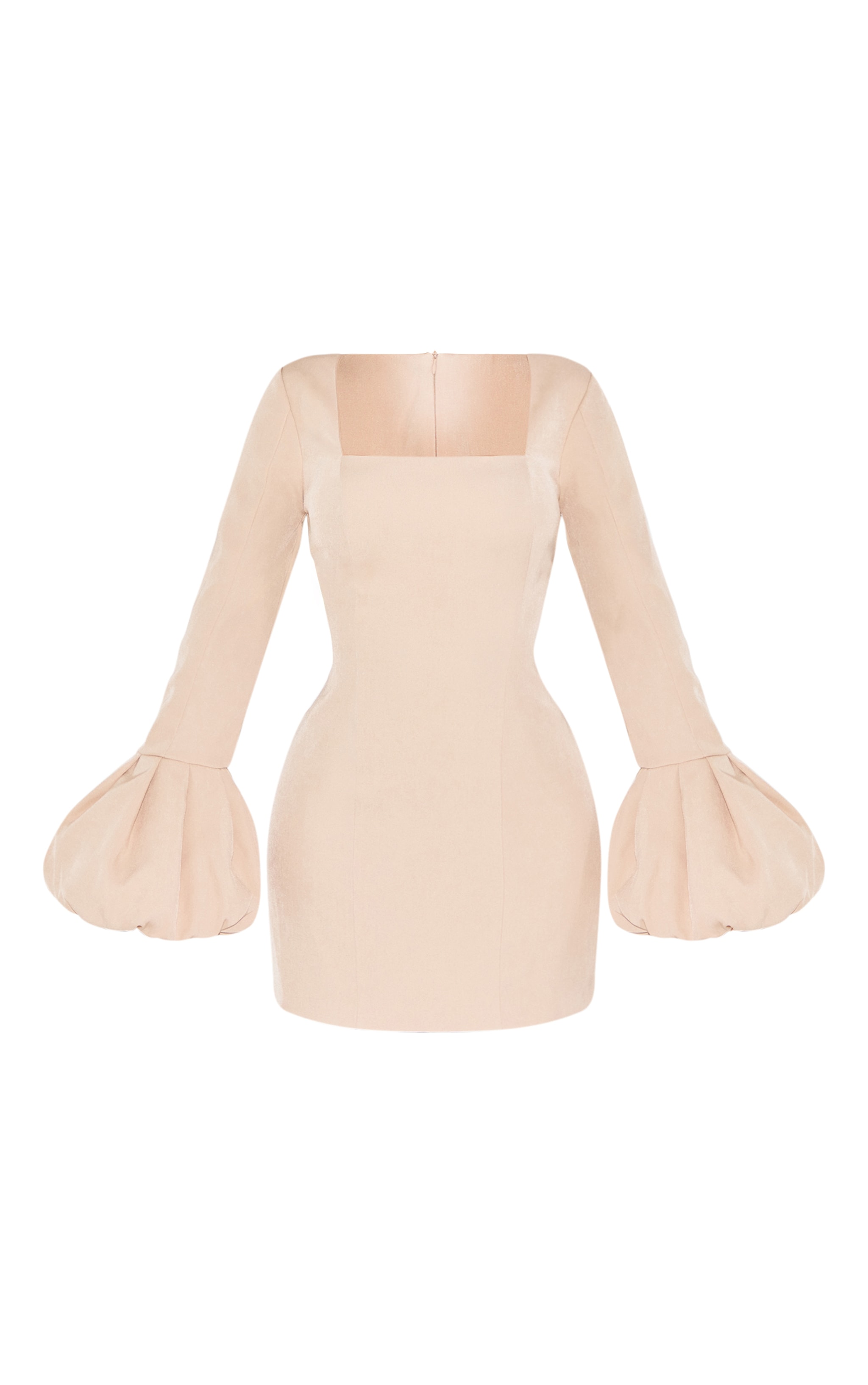 Shape Pebble Woven Square Neck Puffball Sleeve Mini Dress image 5