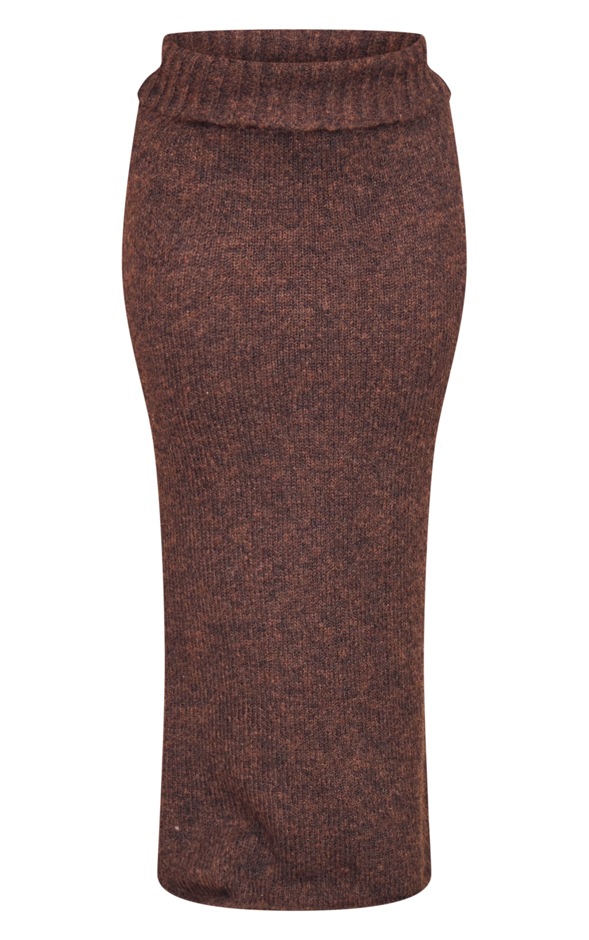 Plus Chocolate Marl Knit Foldover Maxi Skirt image 5