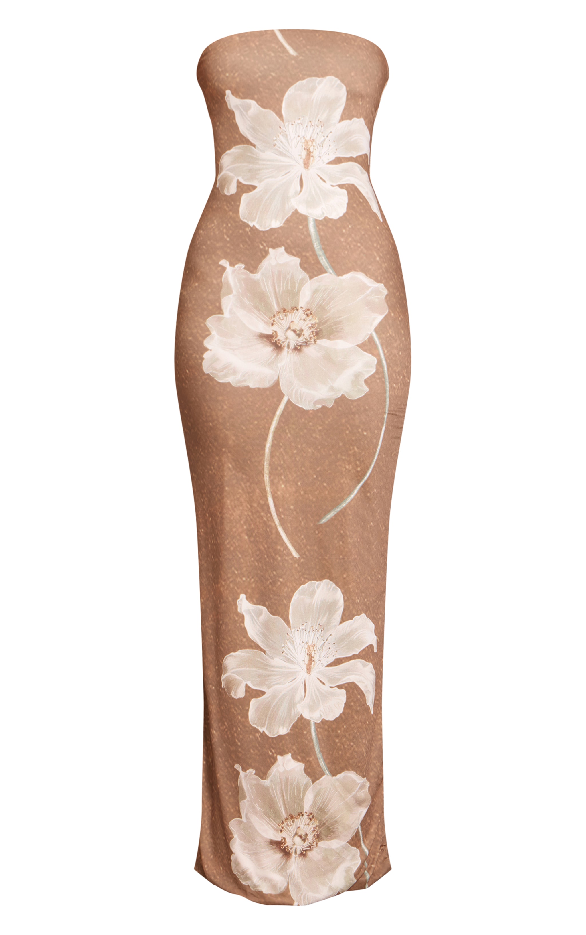 Robe bustier longue taupe fleurie image 5