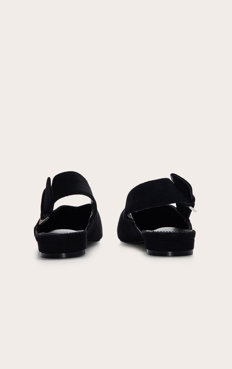 Black Suede Buckle Point Toe Sling Back Mules image 4