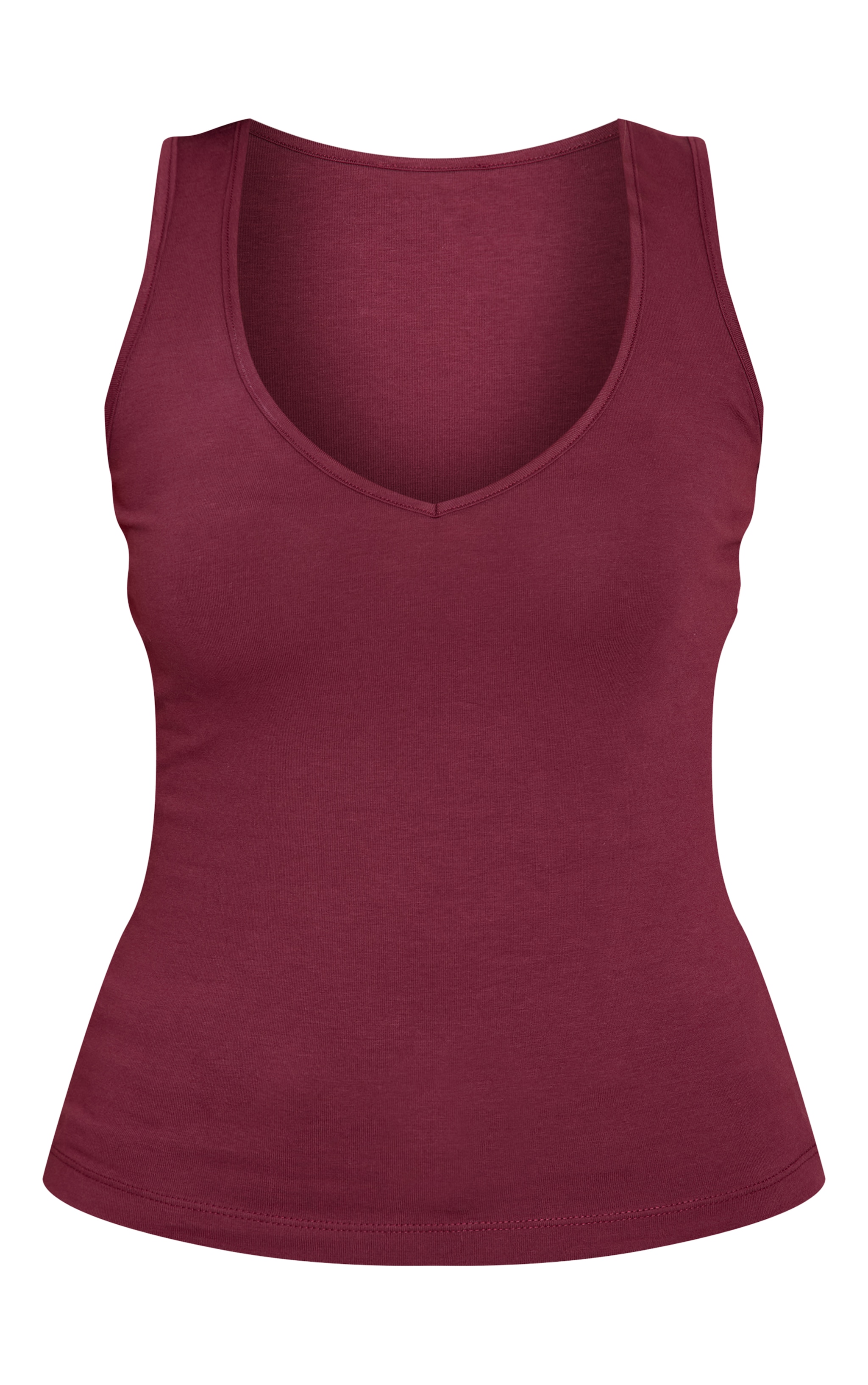 Dark Wine Soft Cotton Plunge Neck Vest Top image 5