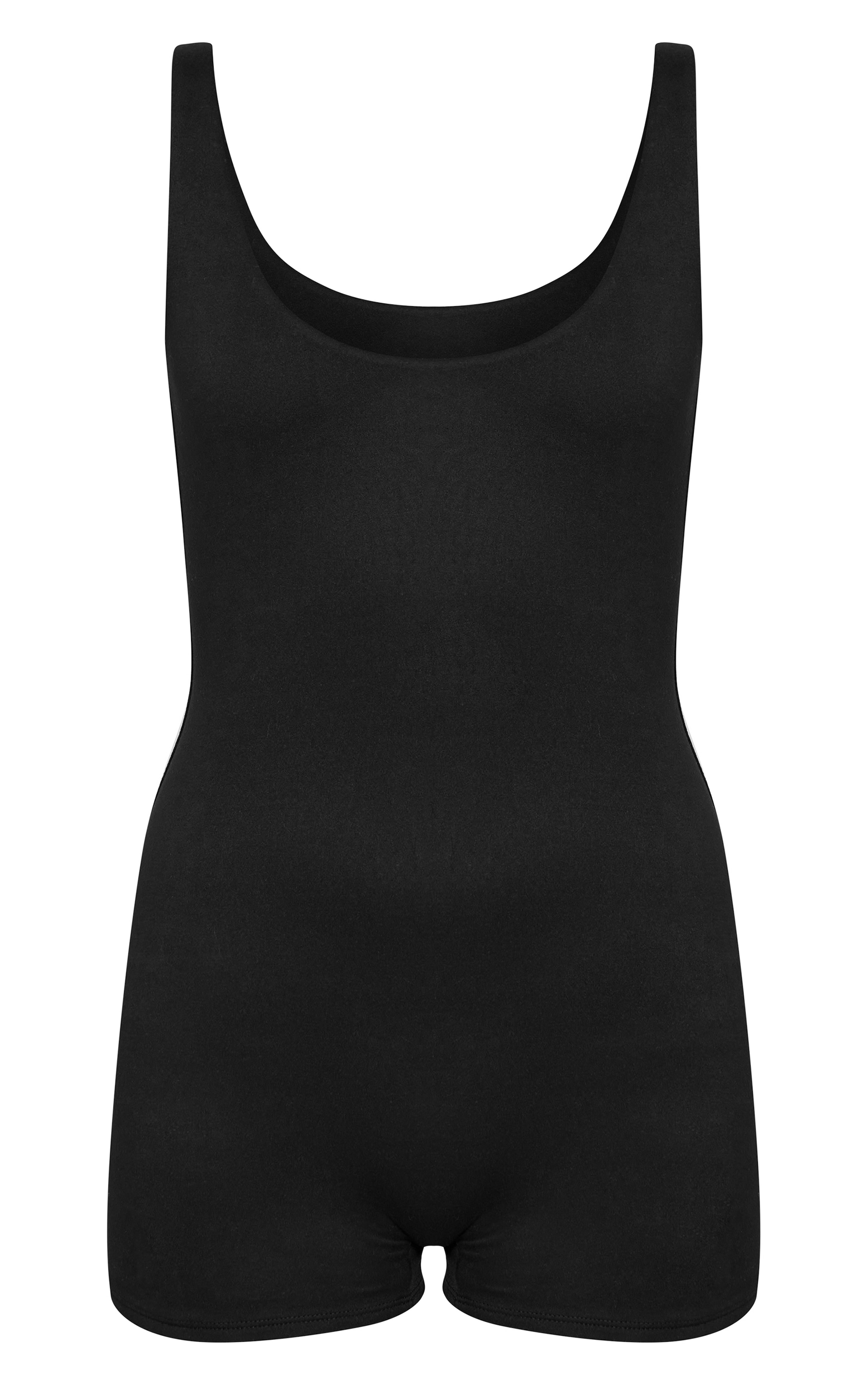 Black Basic Contour Jersey Scoop Neck Unitard image 5