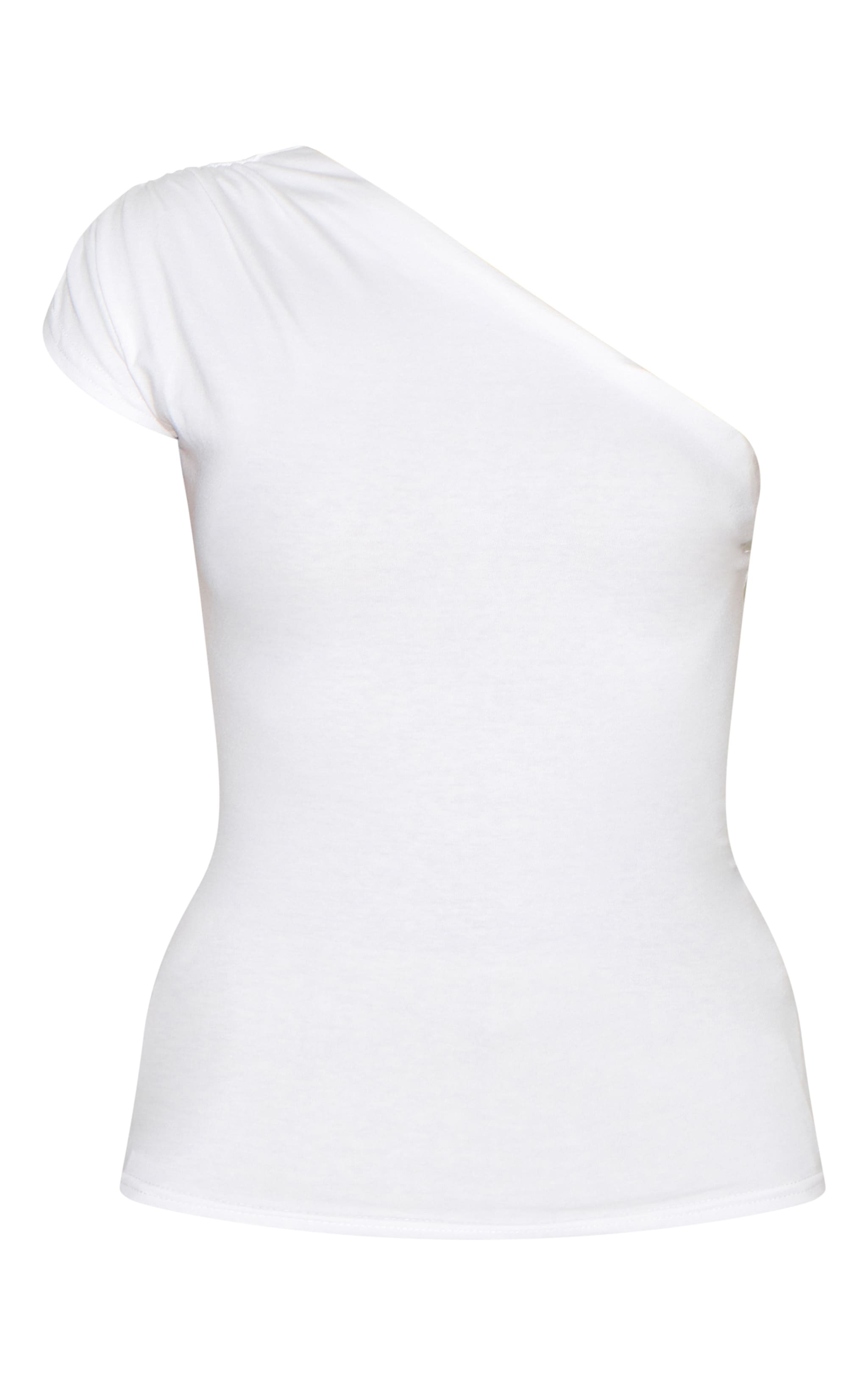 White One Shoulder Asymmetric Top image 5