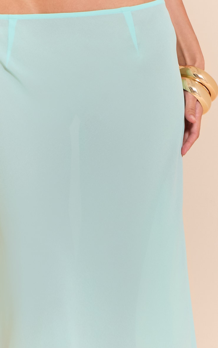 Aqua Sheer Chiffon Midaxi Skirt image 4