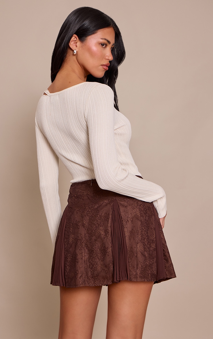 Chocolate Lace Chiffon Godet Mini Skirt image 3