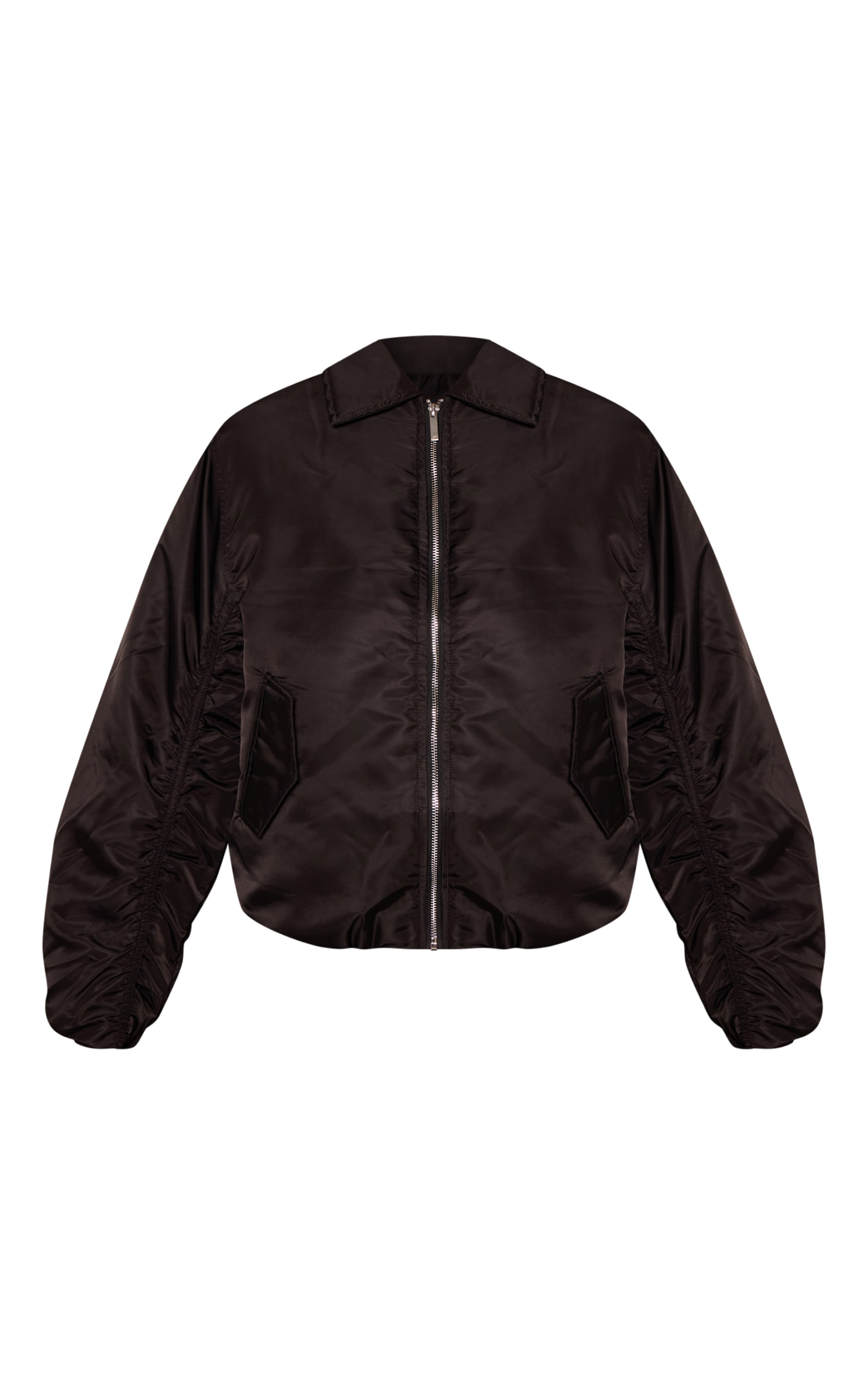 Black Oversized Cocoon Sleeve Bomber Jacket image 5