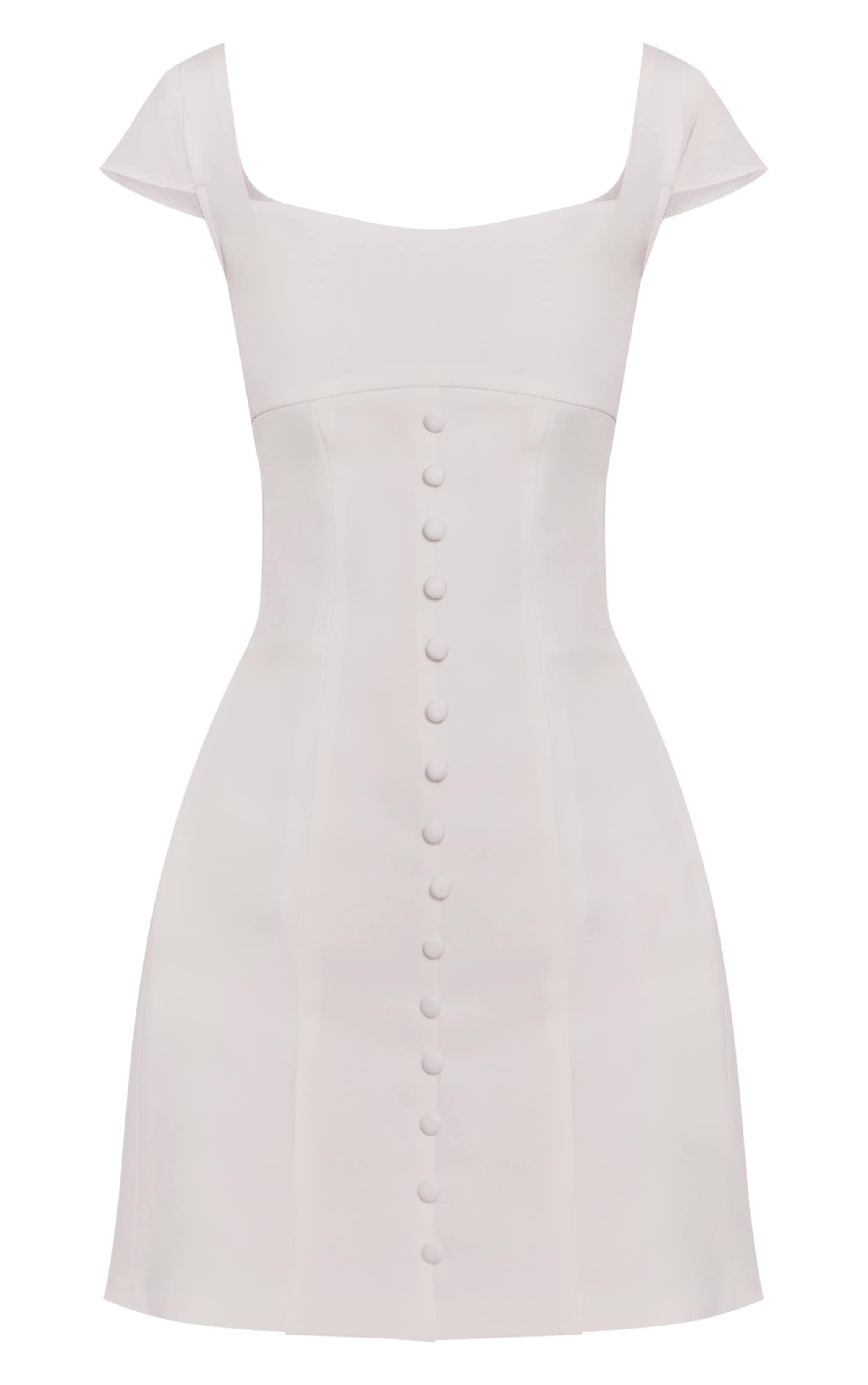 White Tailored Woven Button Detail Shift Dress image 5