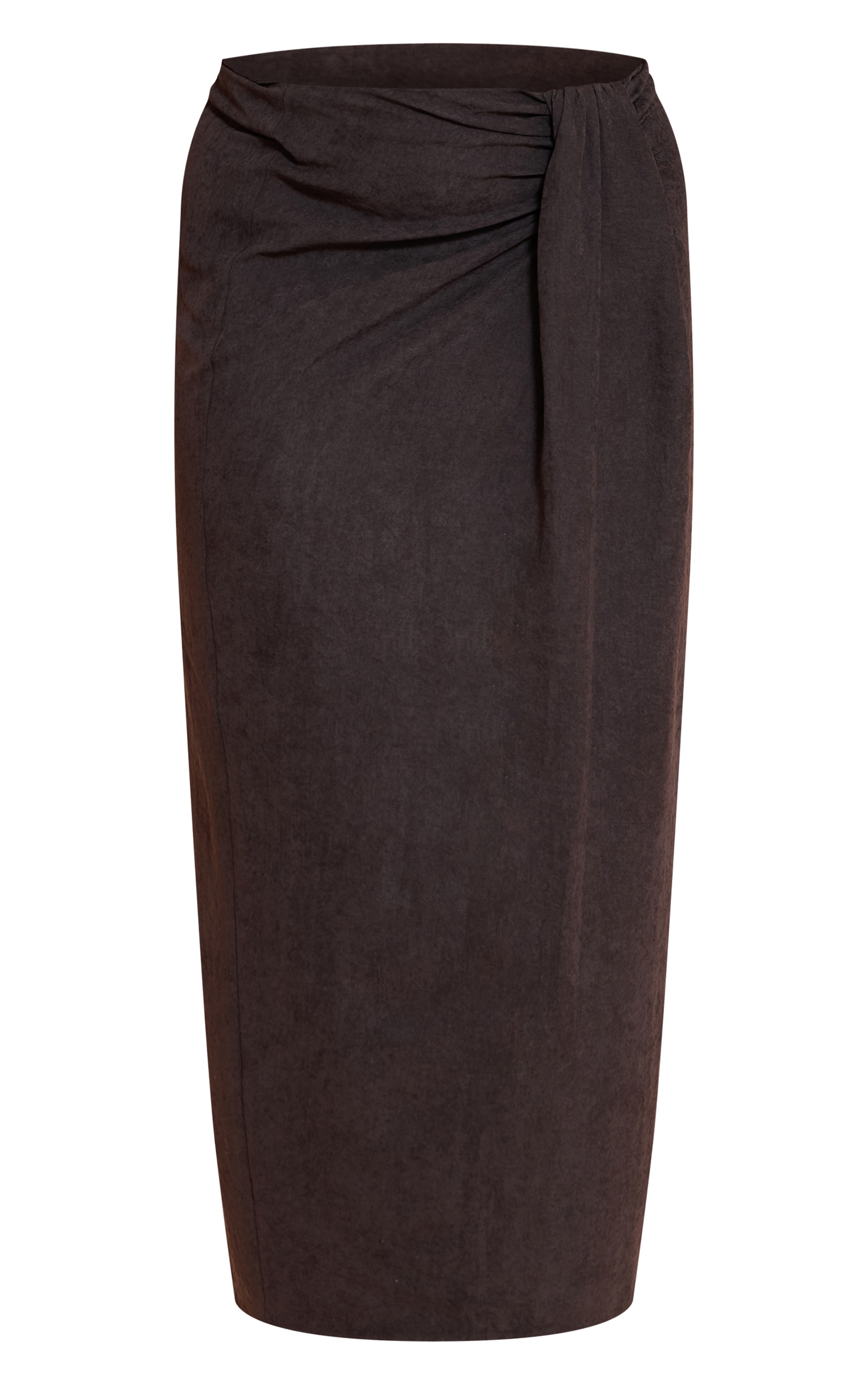 Plus Black Peachskin Drape Front Maxi Skirt image 5