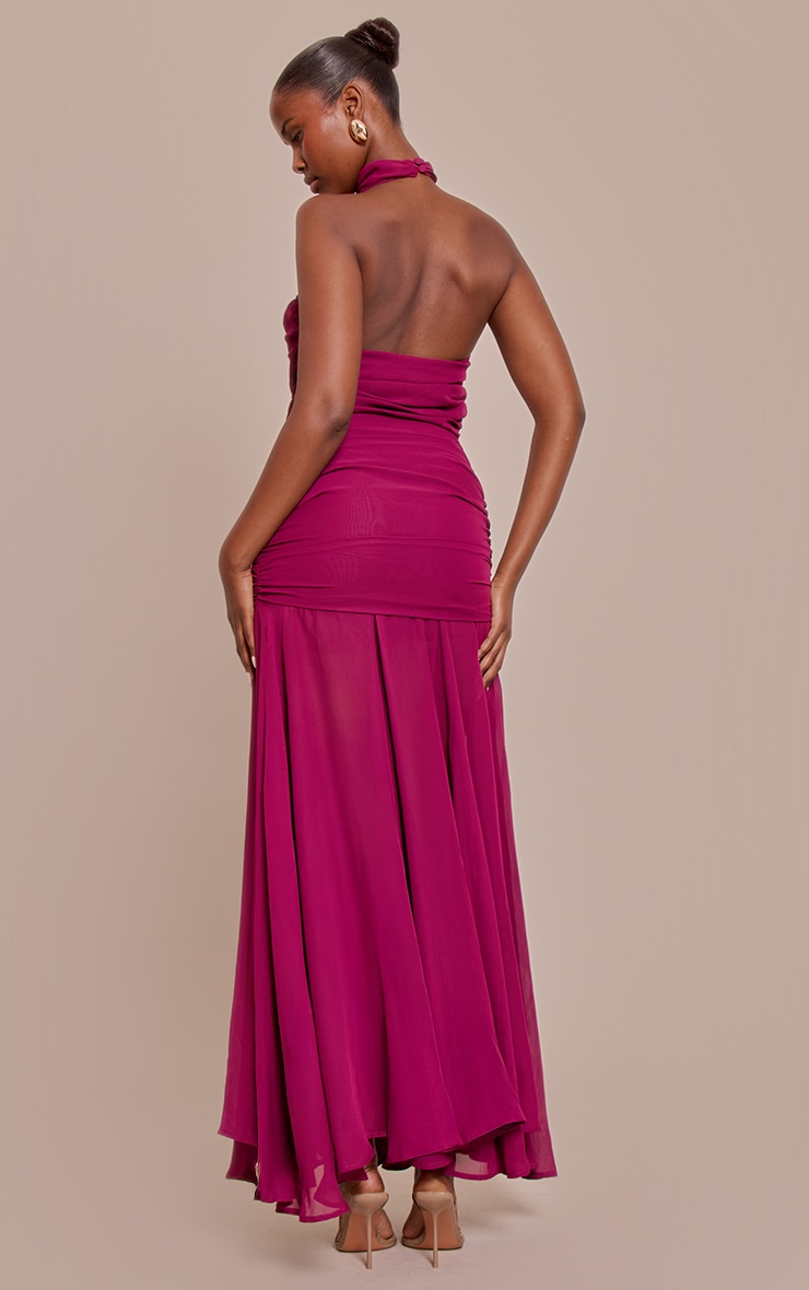 Plum Chiffon High Neck Maxi Dress image 2