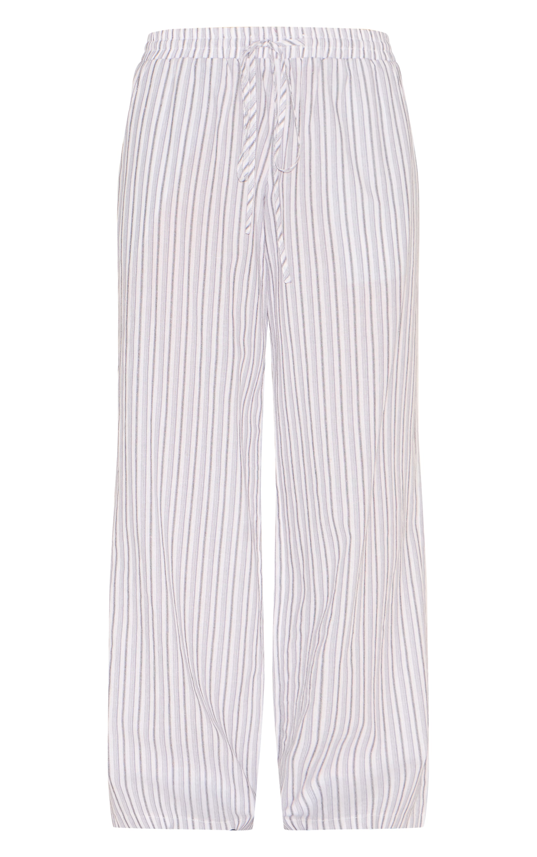 White Pinstripe Cotton Low Waisted Wide Leg Pants image 5