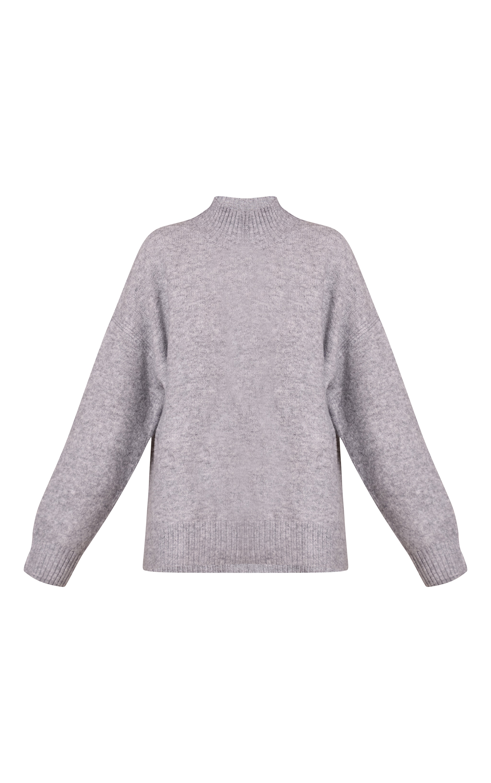 Light Grey Marl Oversized Polo Neck Knitted Sweater image 5