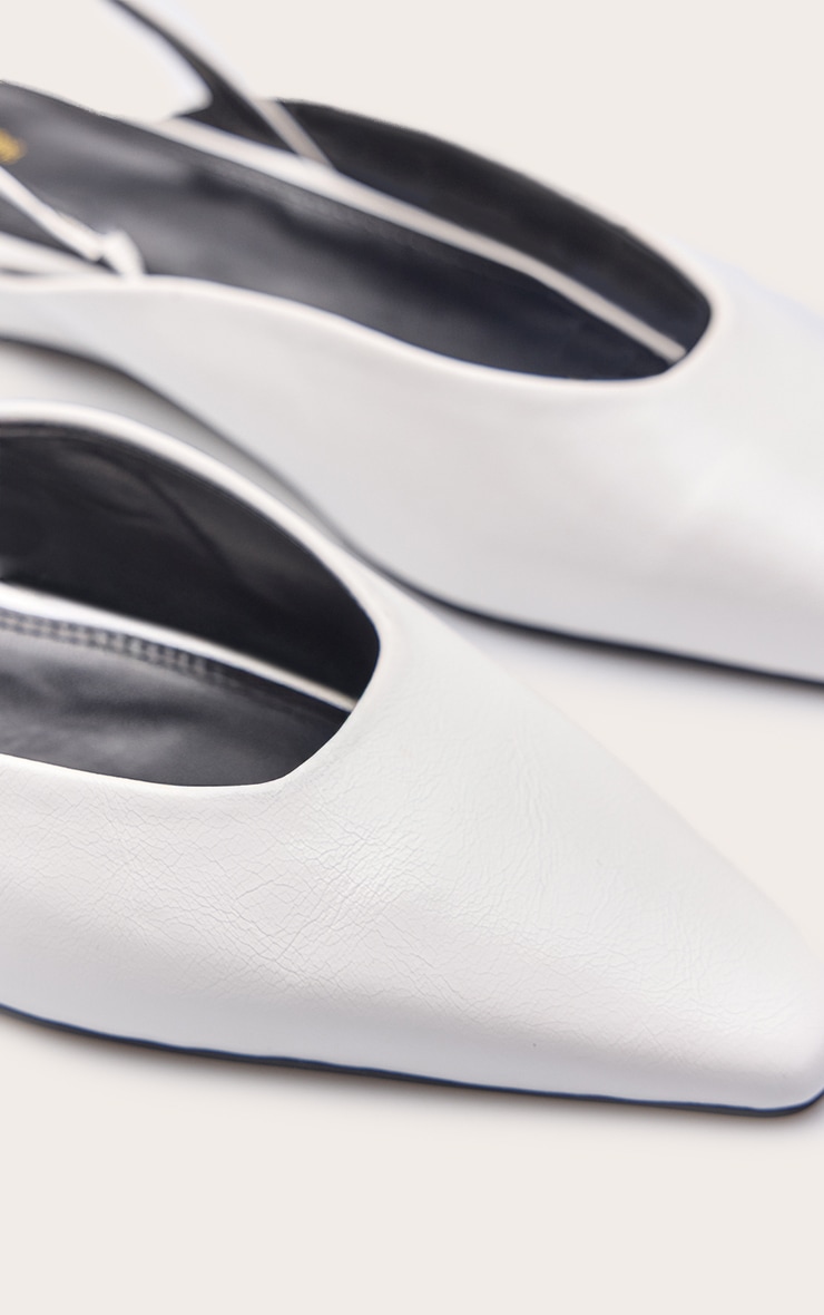 Cream Chiseled Toe Flat Kitten Wedge Mule image 5