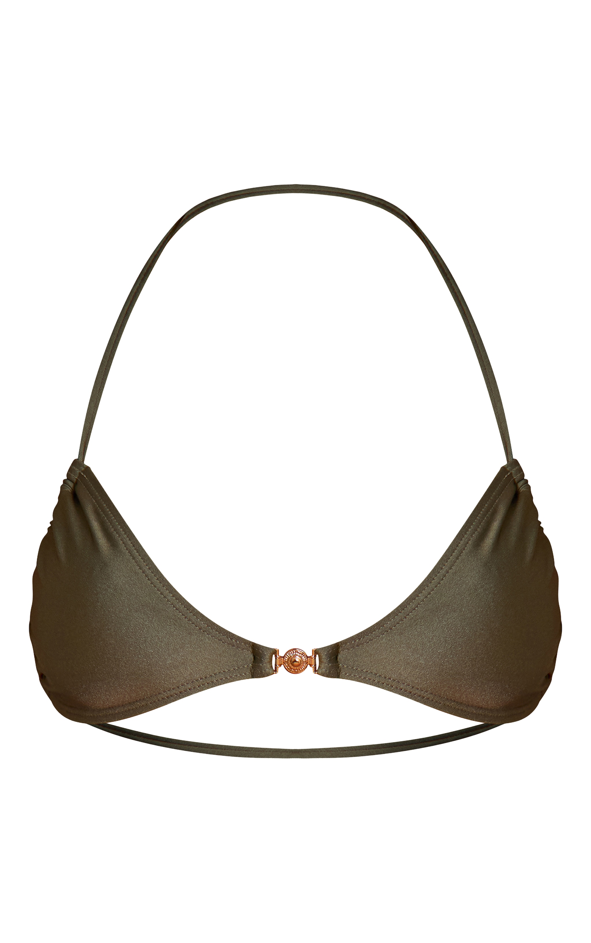 Sage Gold Trim Detail Tie Back Bikini Top image 5