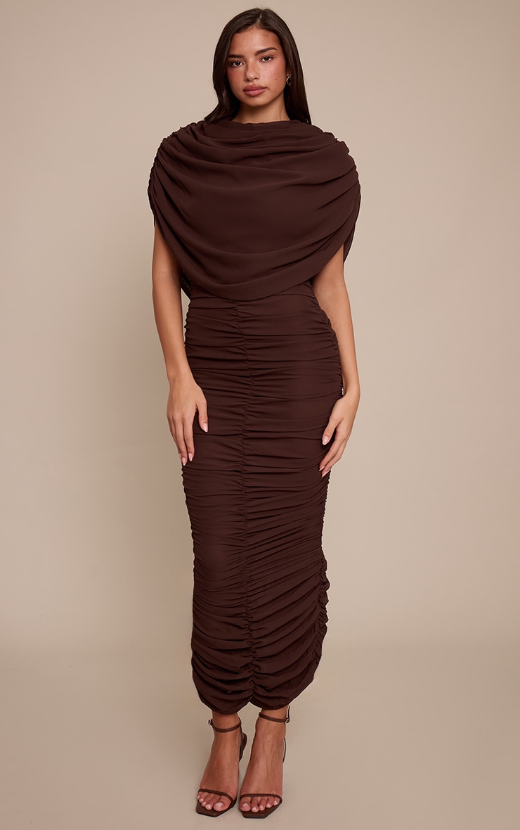 Chocolate Tailored Long Sleeve Cinched Waist Blazer Dress image 3