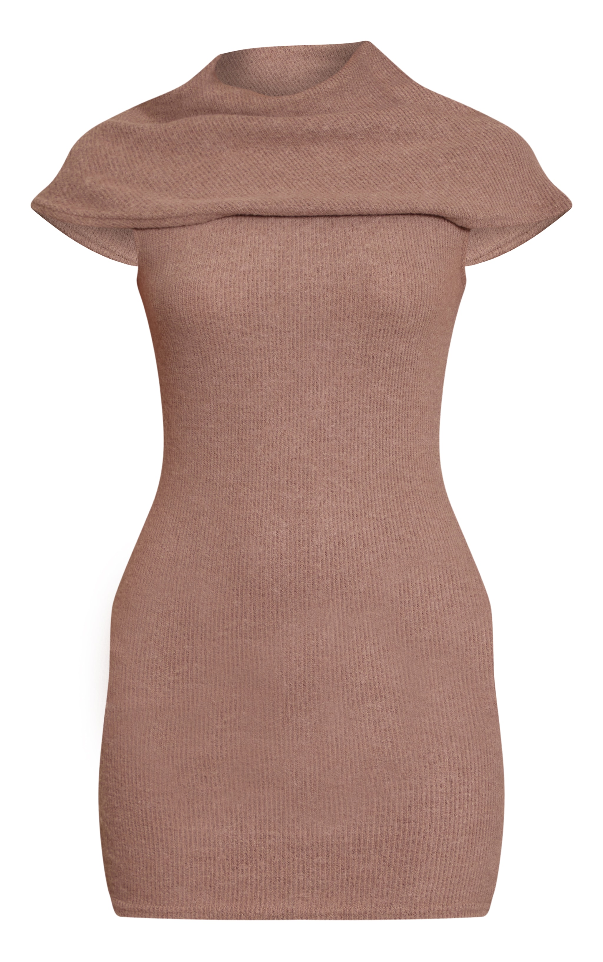 Taupe Draped Scarf Detail Bodycon Dress image 5
