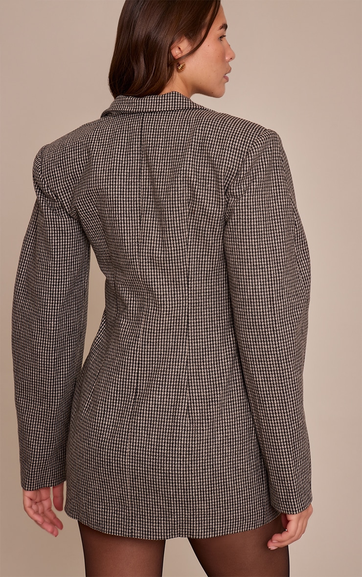 Black Dogtooth Structured Blazer Dress image 2