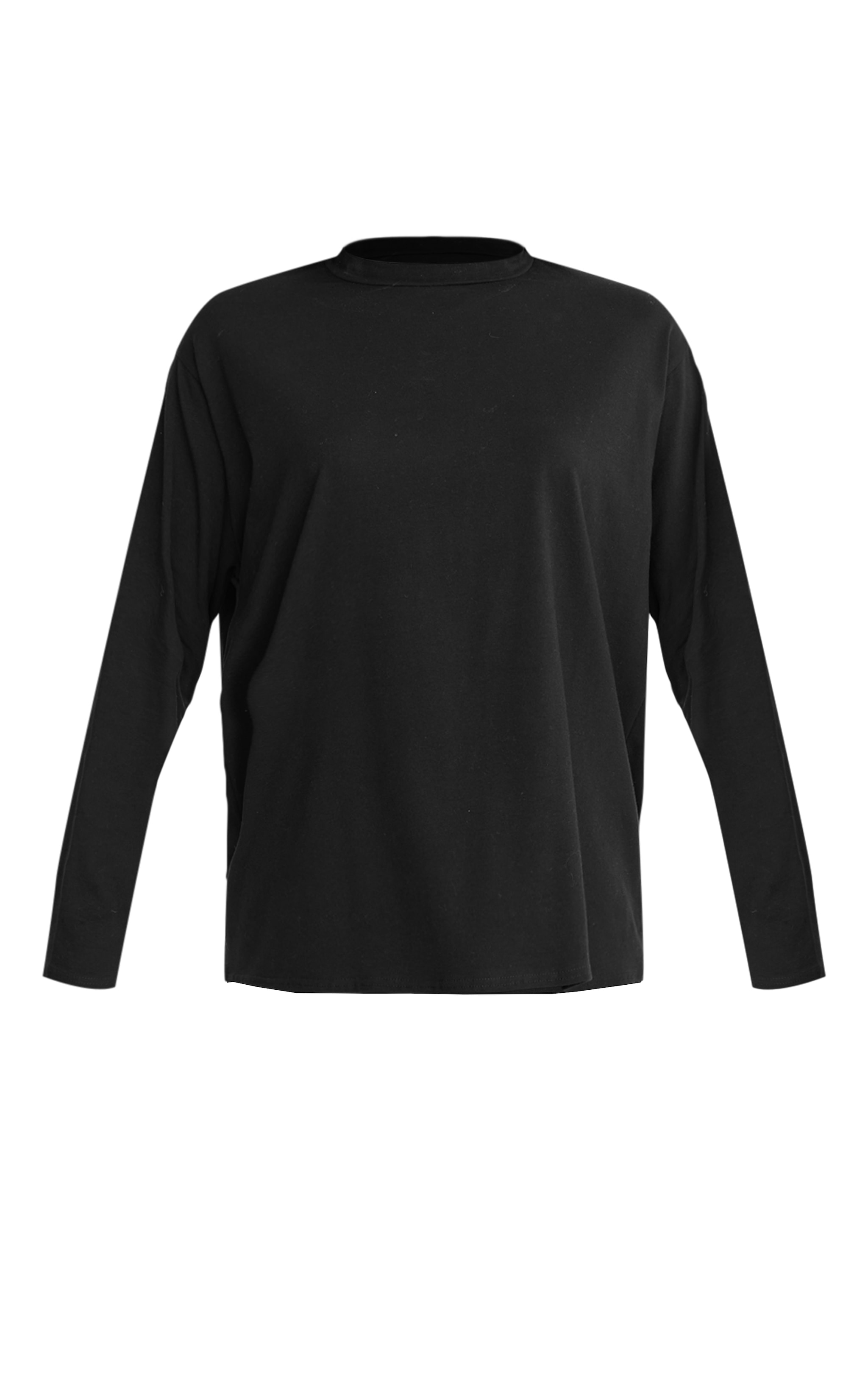 Black Cotton Basic Oversized Long Sleeve T-shirt image 5