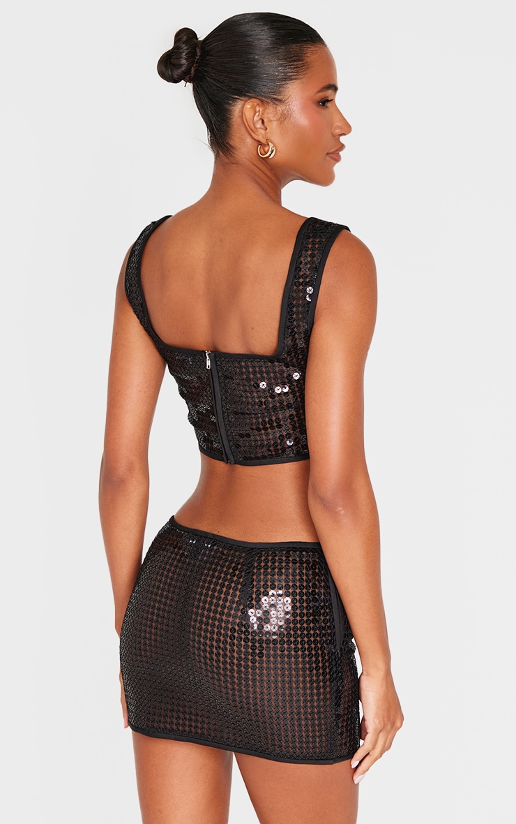 Black Chain Sequin Corset Top image 2