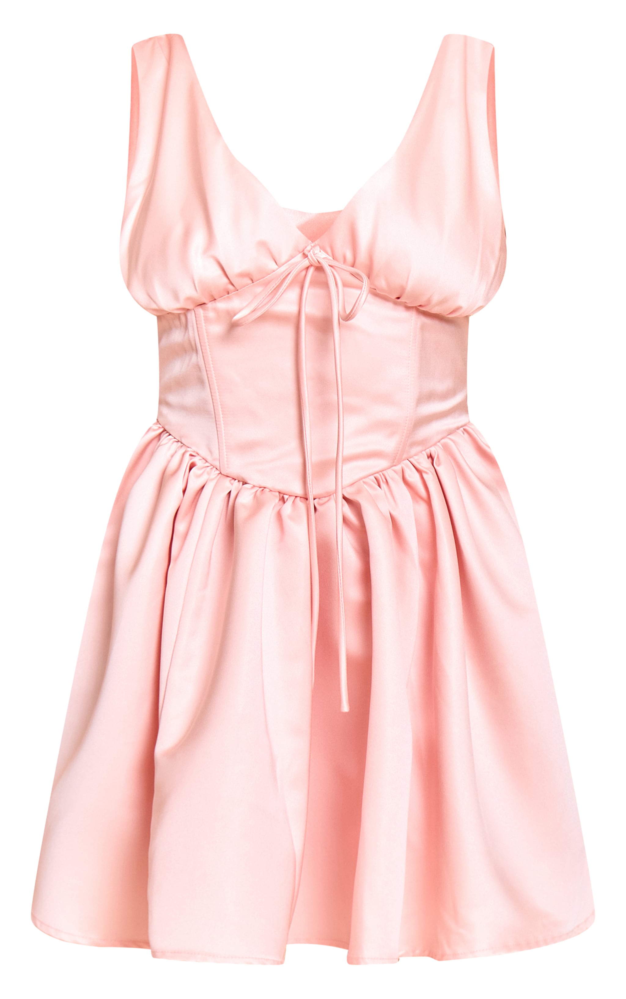 Shape Pink Satin Plunge Front Cinched Waist Skater Mini Dress image 5