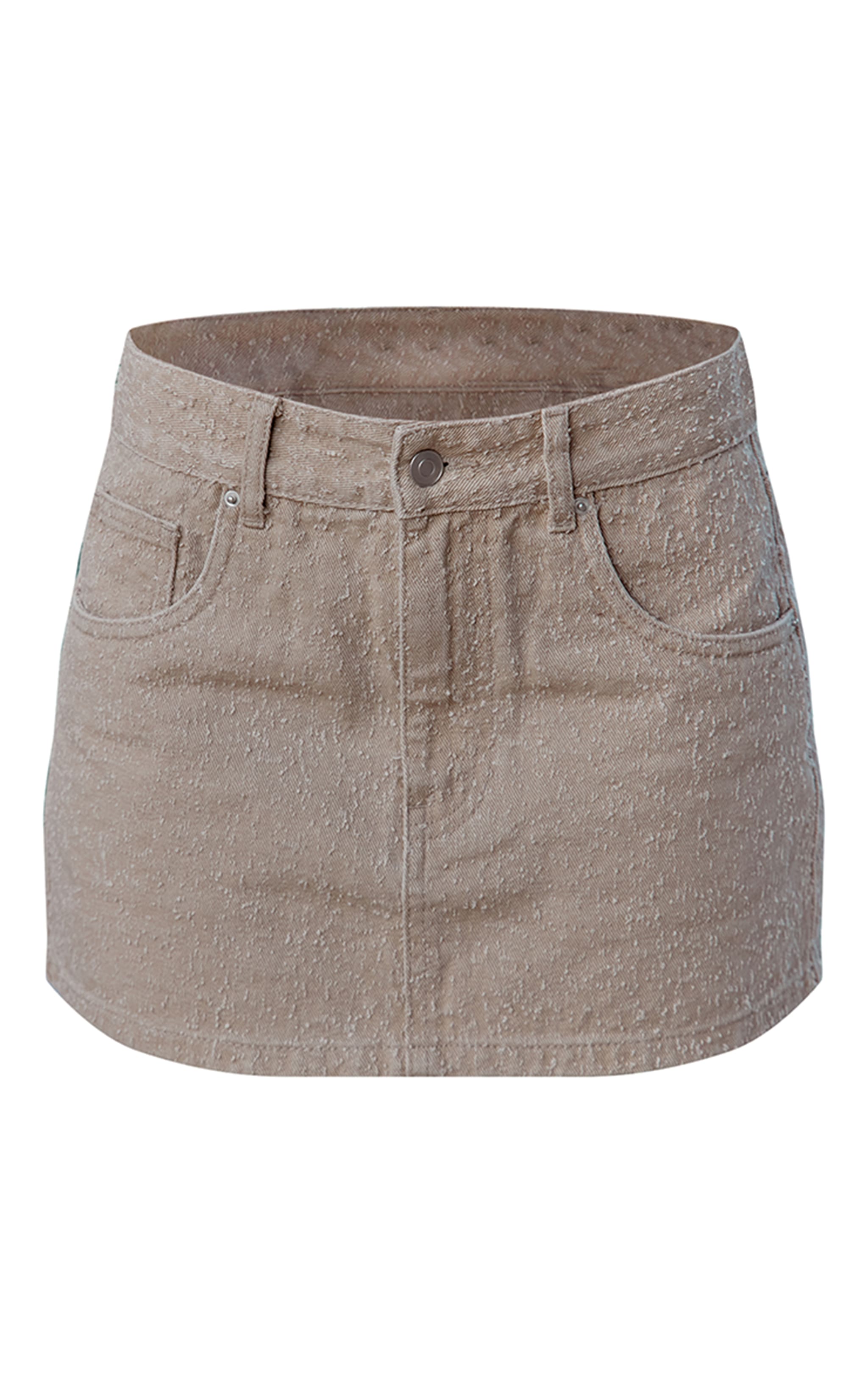 Beige Boucle Denim Mini Skirt image 6