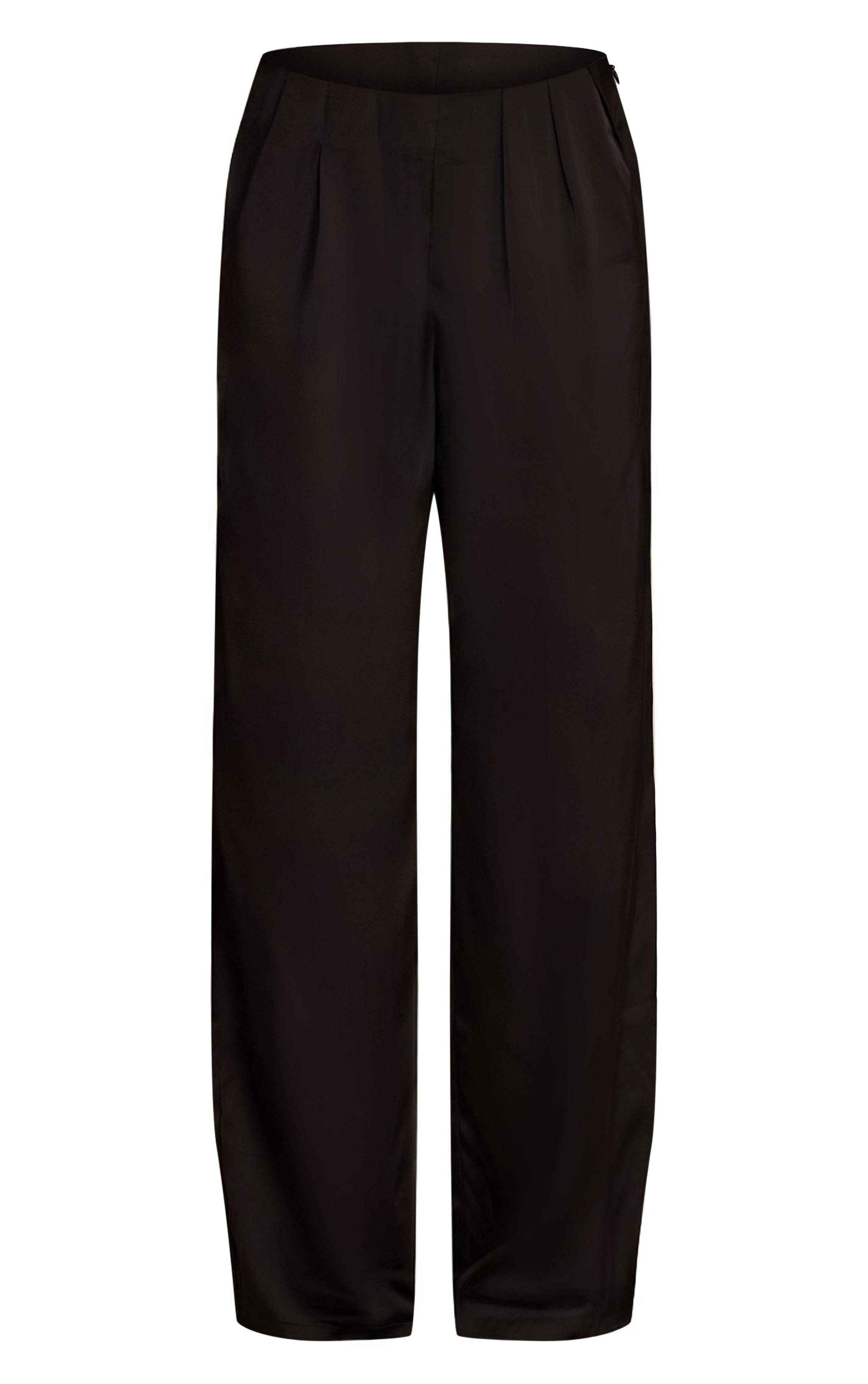 Black Satin Pleated Wide Leg Trouser image 5