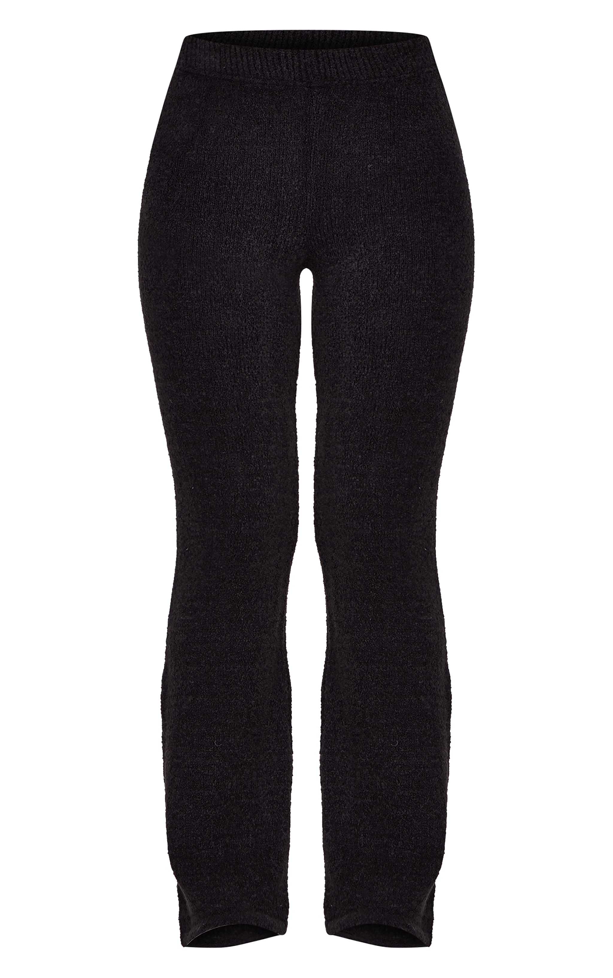 Black Soft Bobble Knit Wide Leg Trousers image 5