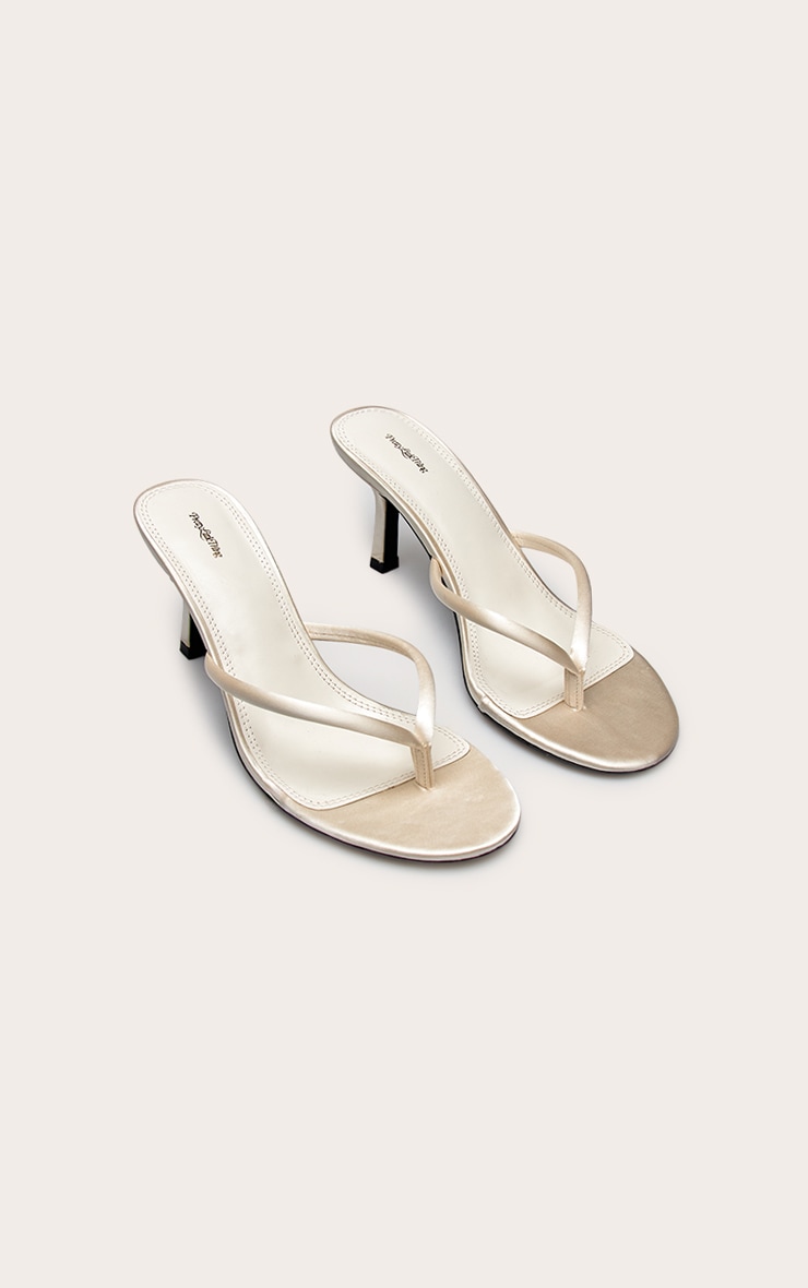 Vanilla Satin Toe Thong Heeled Mules image 3