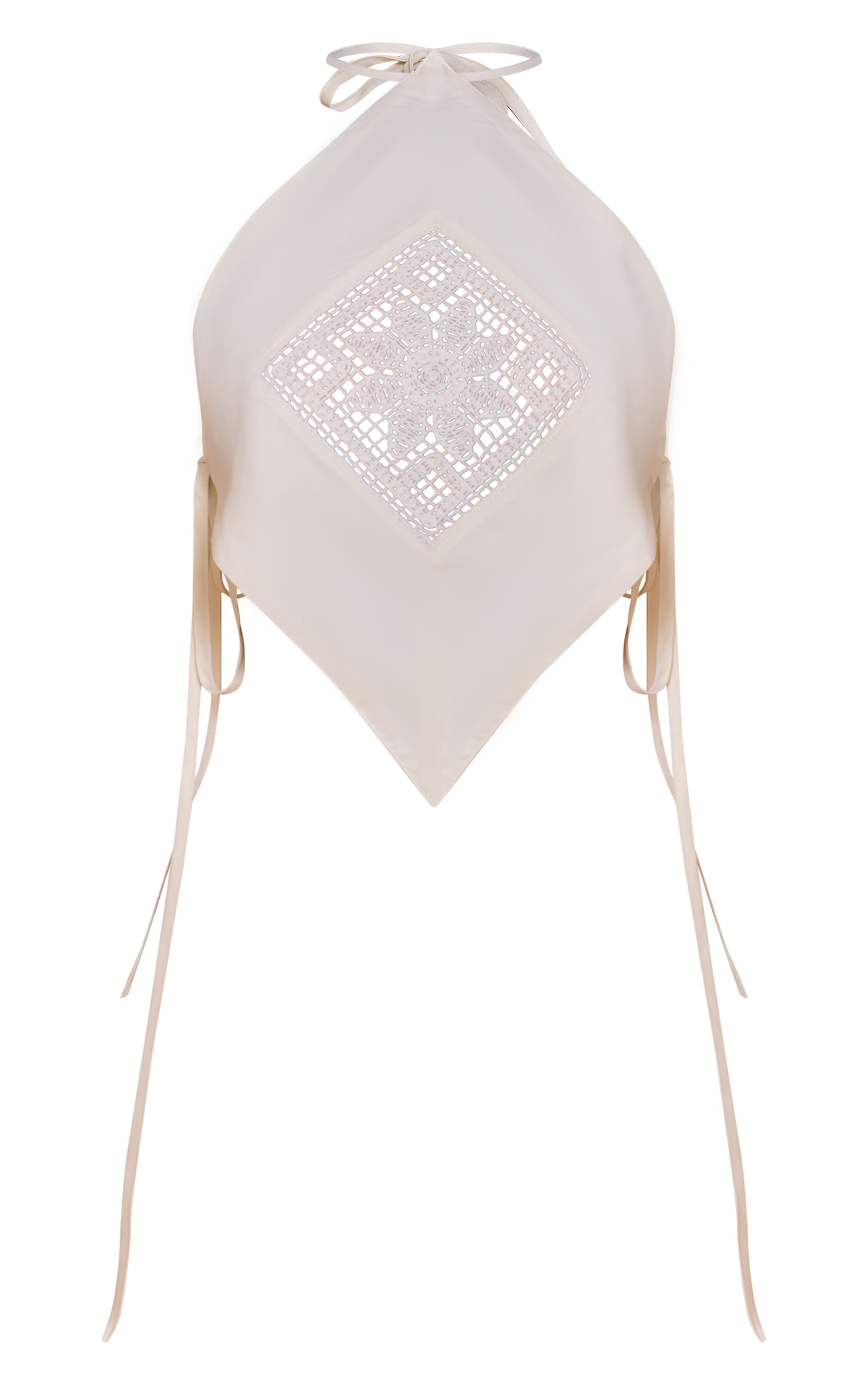 Petite Cream Halterneck Applique Detail Top image 5