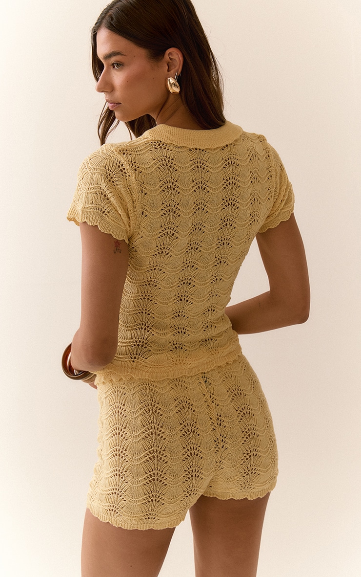 Lemon Waistband Detail Crochet Mini Shorts image 3