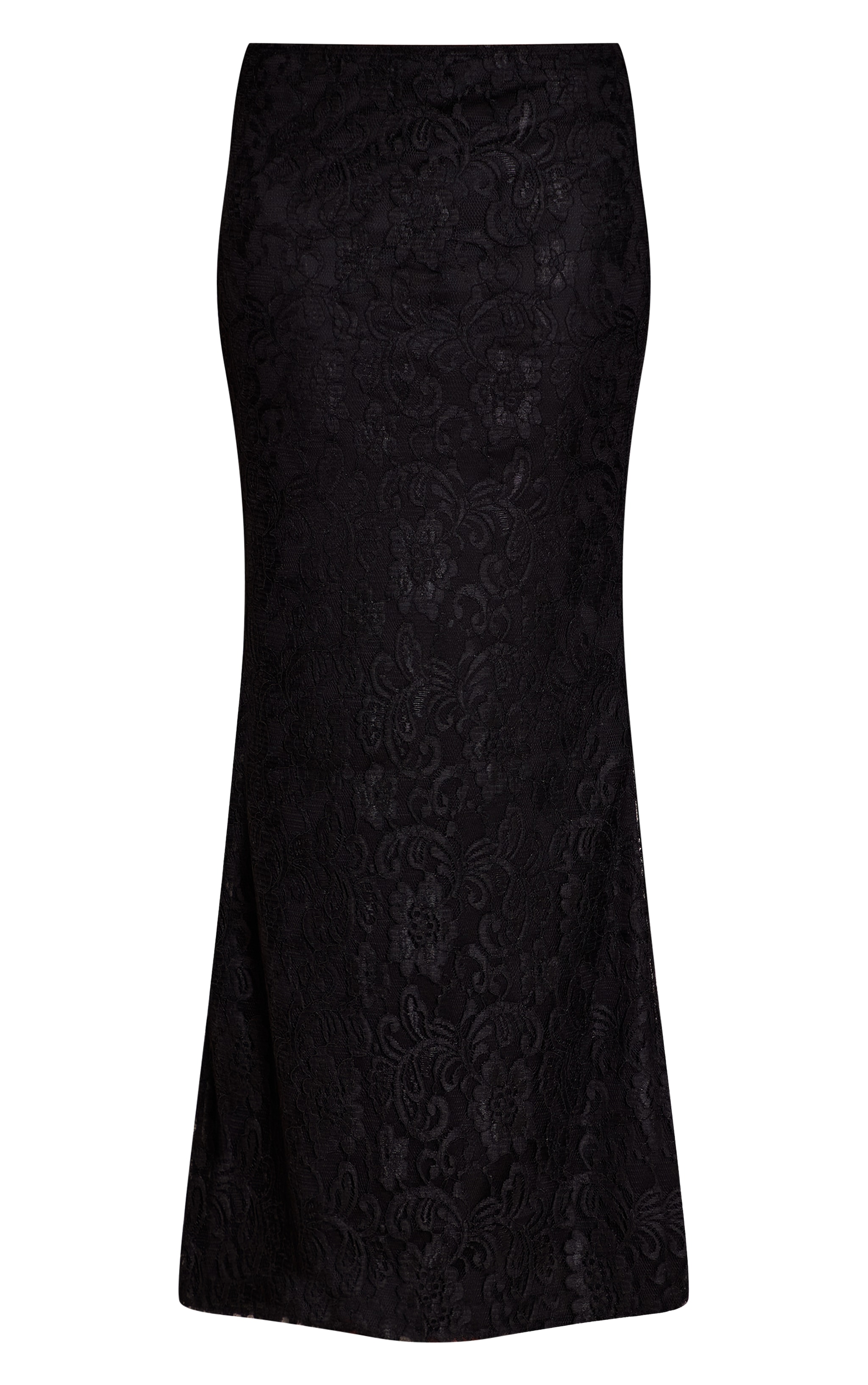 Black Lace Mid Rise Maxi Skirt image 5