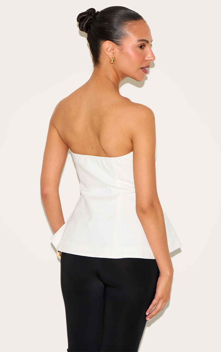 Petite White Bandeau Peplum Structured Long Top image 2