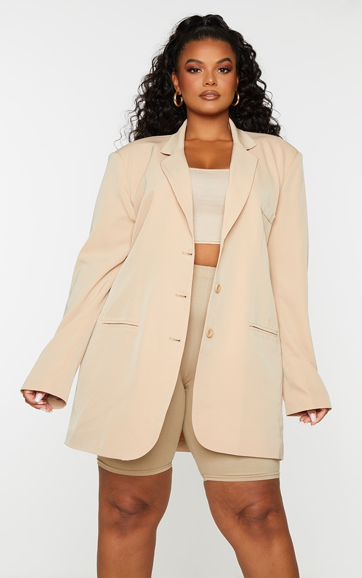 Camel blazer plus size clearance