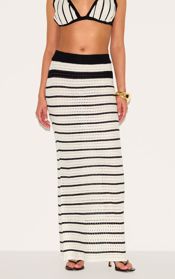 Petite Monochrome Crochet Knit Maxi Skirt image 2
