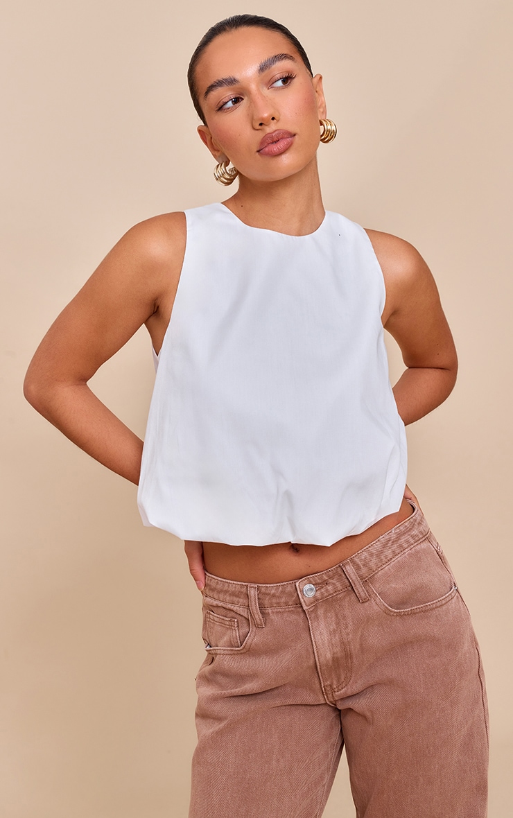 White Bubble Hem Top image 1