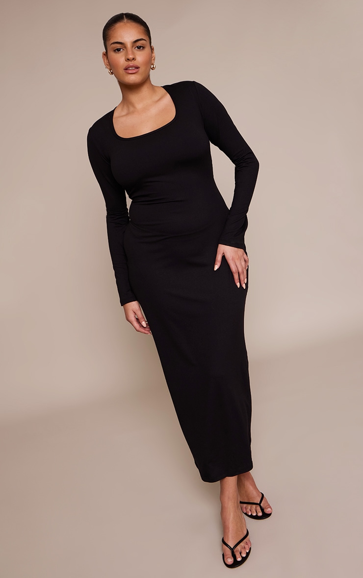Plus Robe longue en Sculpt noir à col rond image 3
