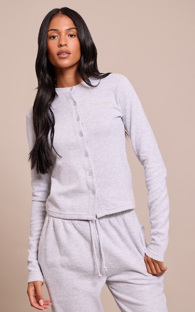 Tall Grey Embroidered Supersoft Cardigan