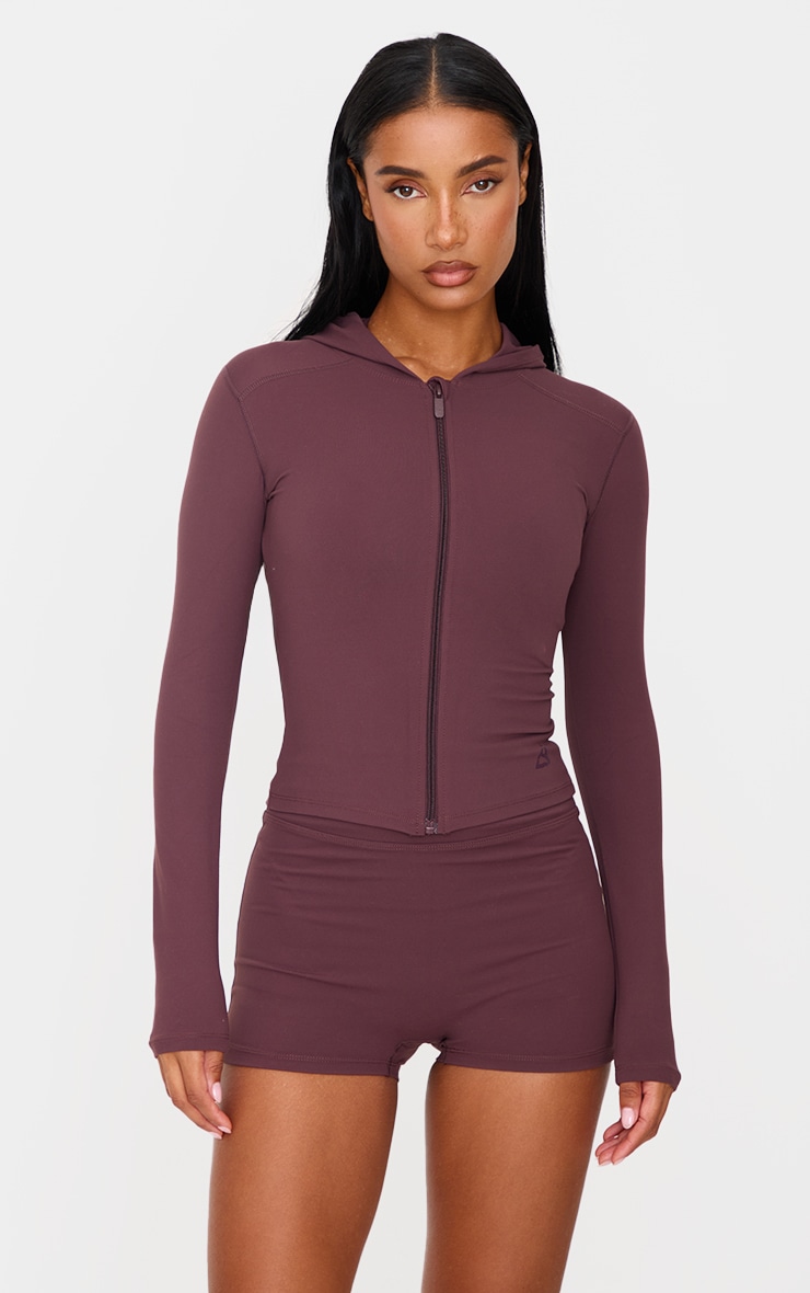 Dark Chocolate Sculpt Hooded Gym Jacket image 1