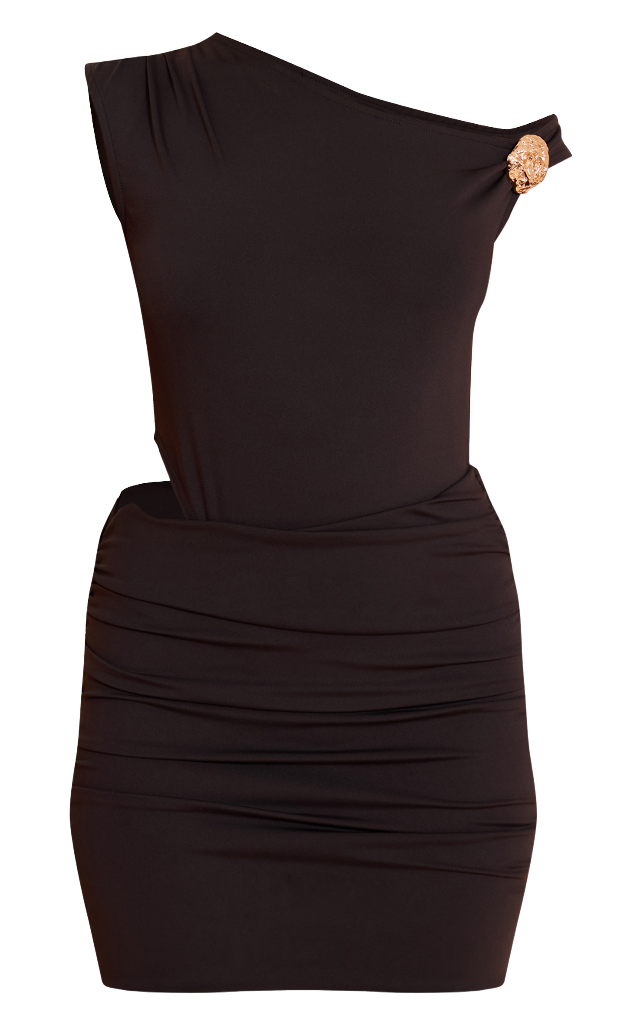 Black Soft Touch Off The Shoulder Mini Ruched Dress image 5