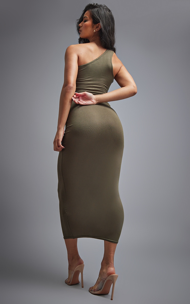 Dark Khaki One Shoulder Sleeveless Maxi Dress image 2