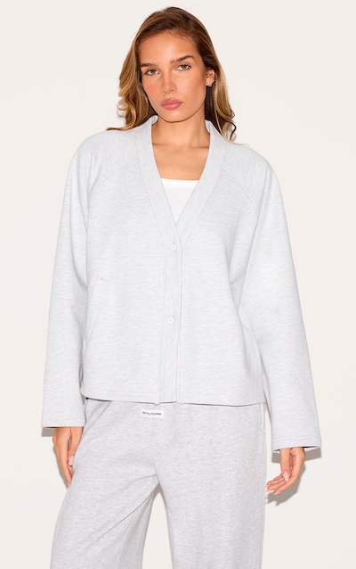 Ash Grey Premium Boxy Sweat Cardigan
