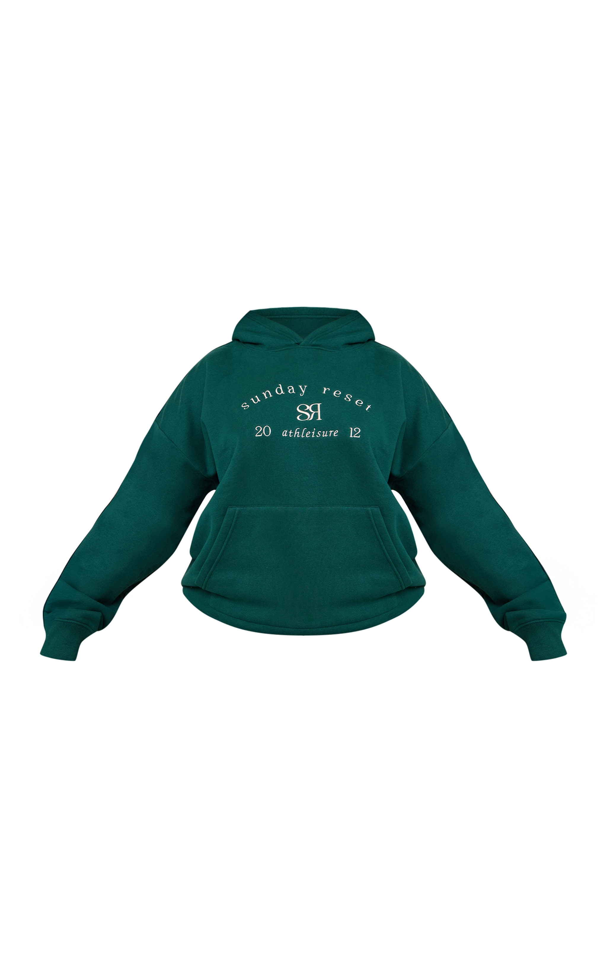Plus Forest Green  Sunday Reset Embroided Hoodie image 5
